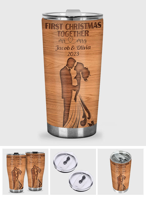 First Christmas Together As Mr & Mrs - Personalized Husband And Wife Tumbler