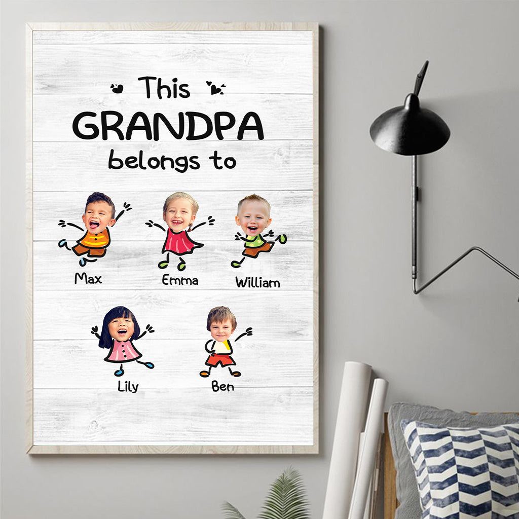 This Grandpa Belongs To - Personalized Grandpa Canvas And Poster