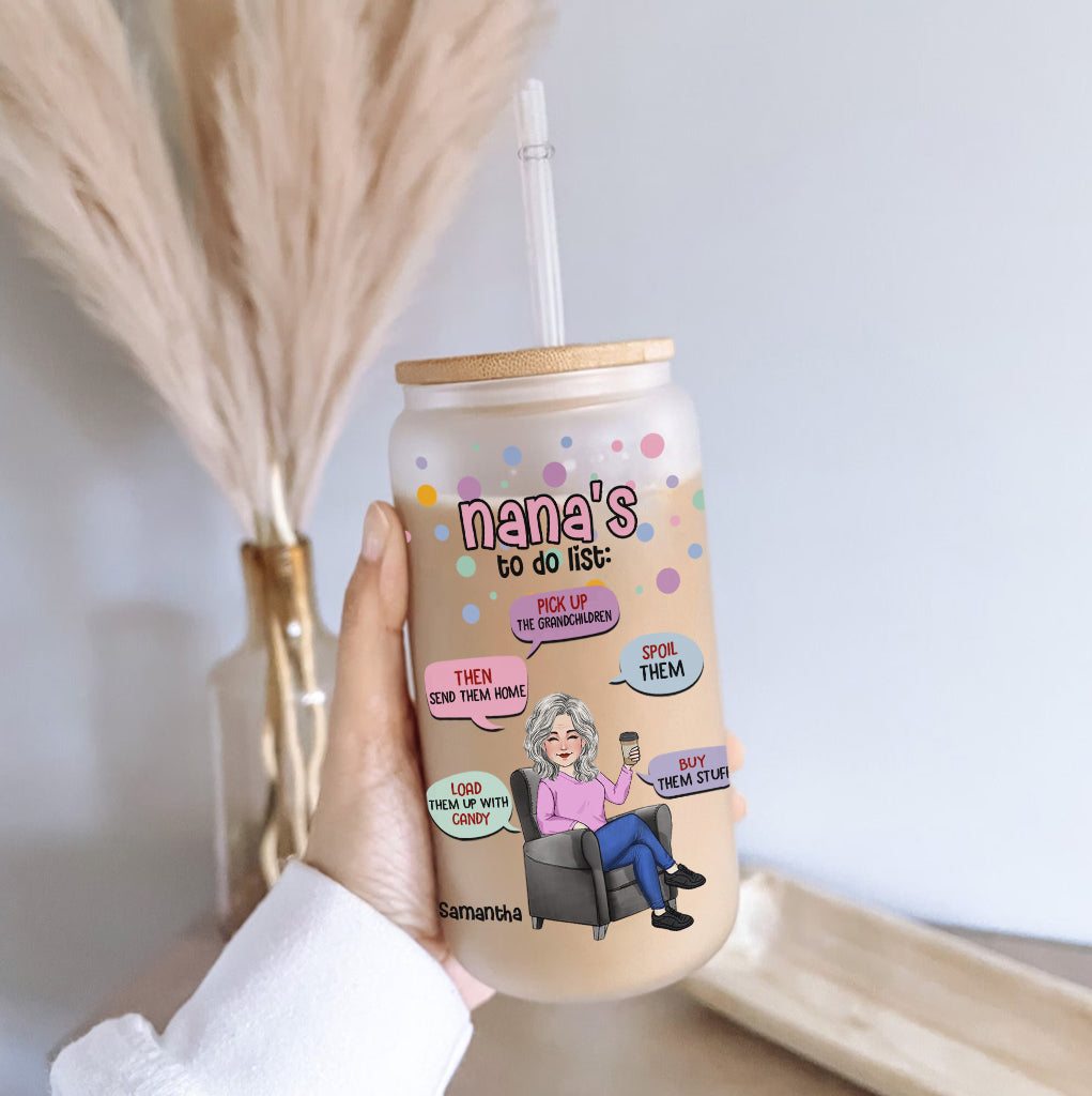Nana's To Do List - Personalized Grandma Can Glass