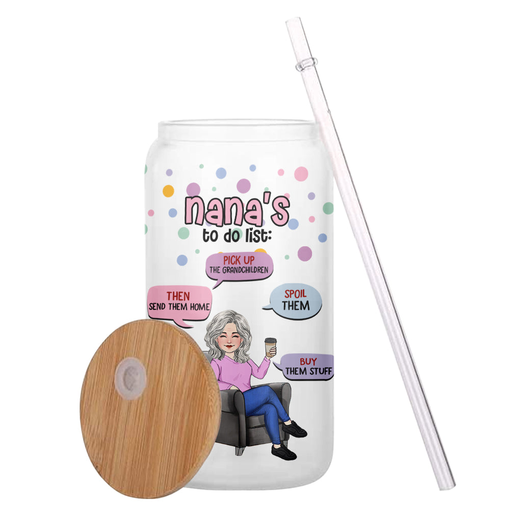 Nana's To Do List - Personalized Grandma Can Glass