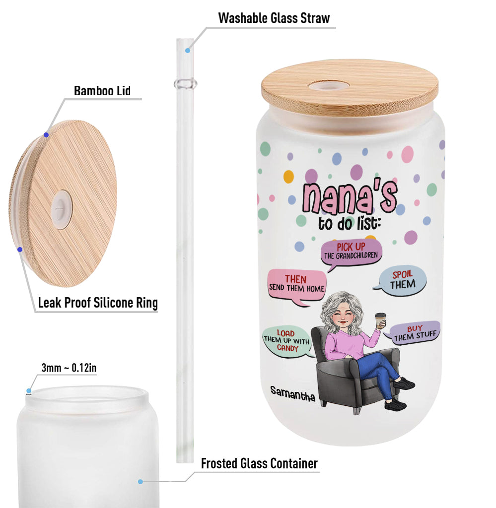 Nana's To Do List - Personalized Grandma Can Glass