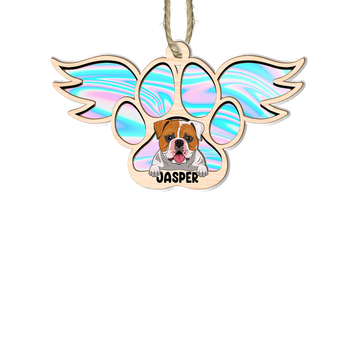 Ange hologramme - Attrape-soleil personnalisé pour chien