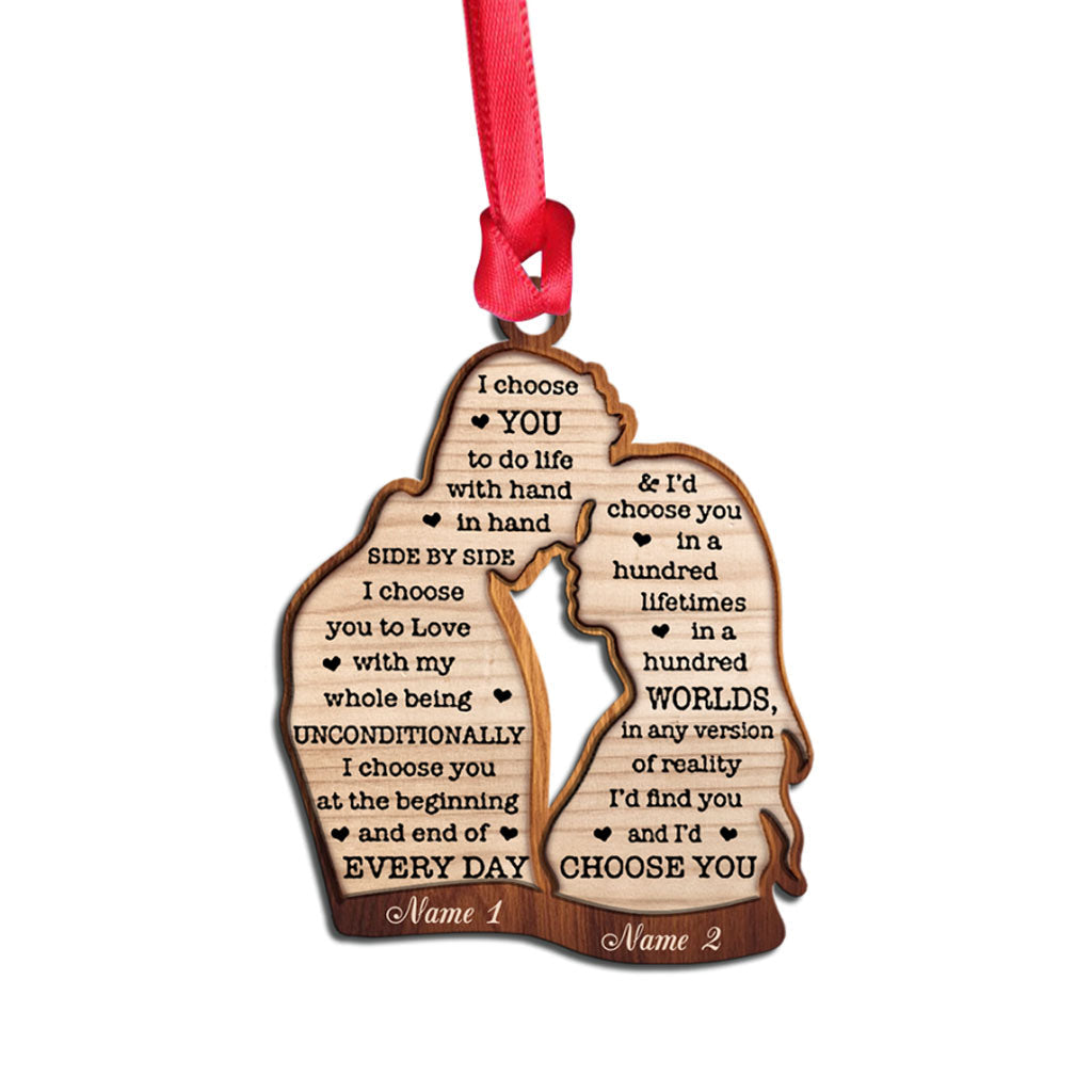Ich wähle dich – Personalisierter Weihnachtsschmuck für Paare (beidseitig bedruckt)