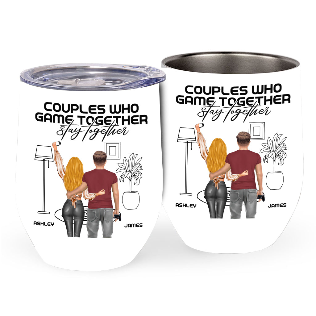 Gemeinsam spielende Paare bleiben zusammen – personalisierter Videospiel-Weinbecher