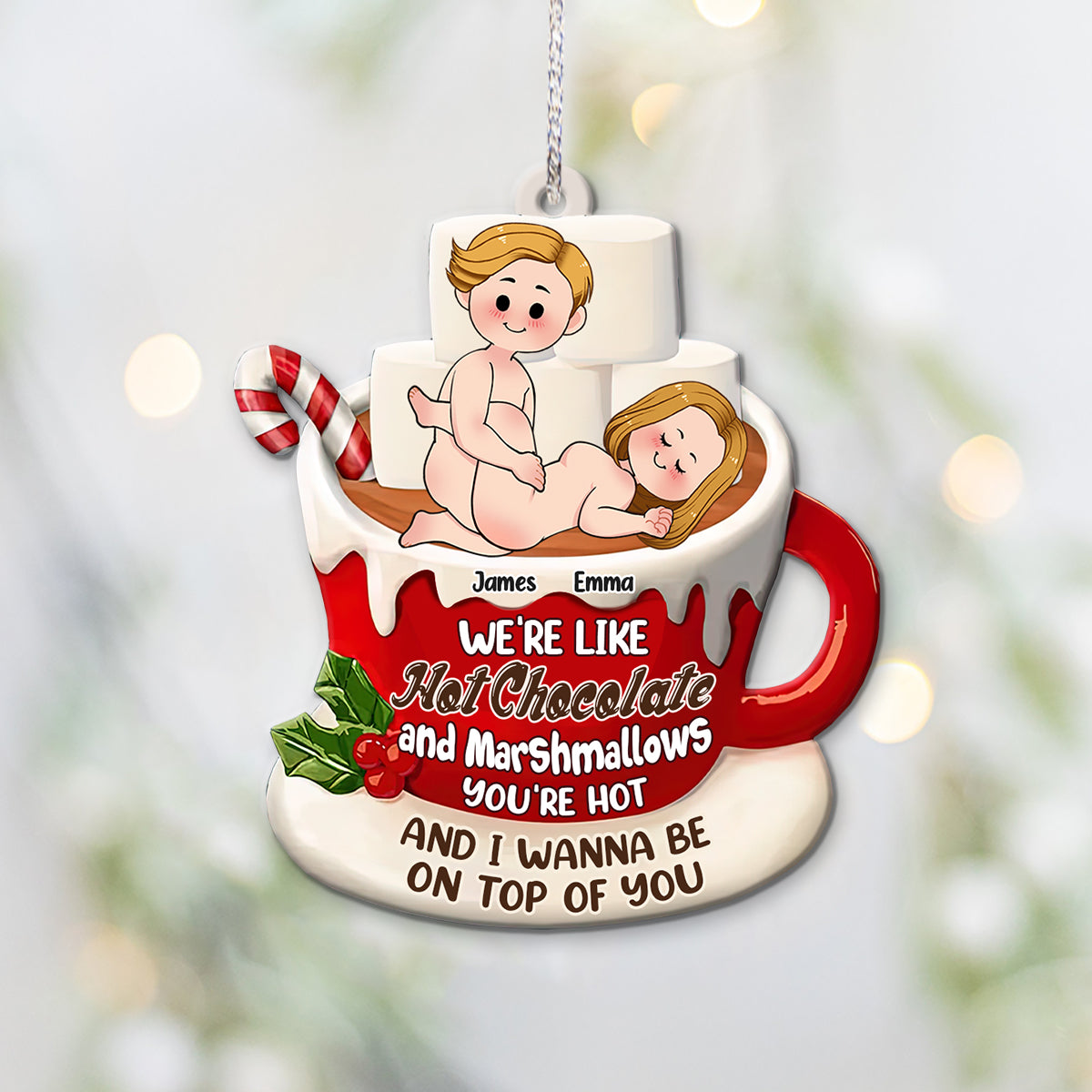 Hot Chocolate And Marshmallows - Personalized Couple Ornament