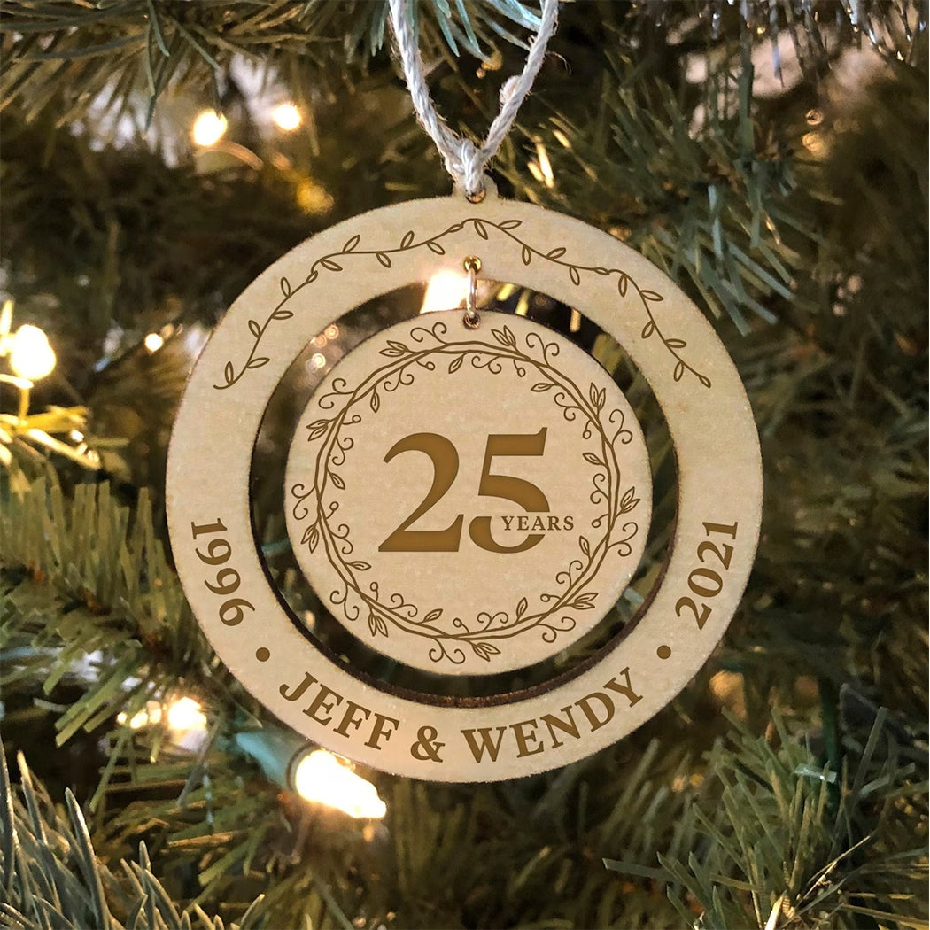 Happy Anniversary - gift for girlfriend, boyfriend - Personalized 2 Piece Wooden Ornament