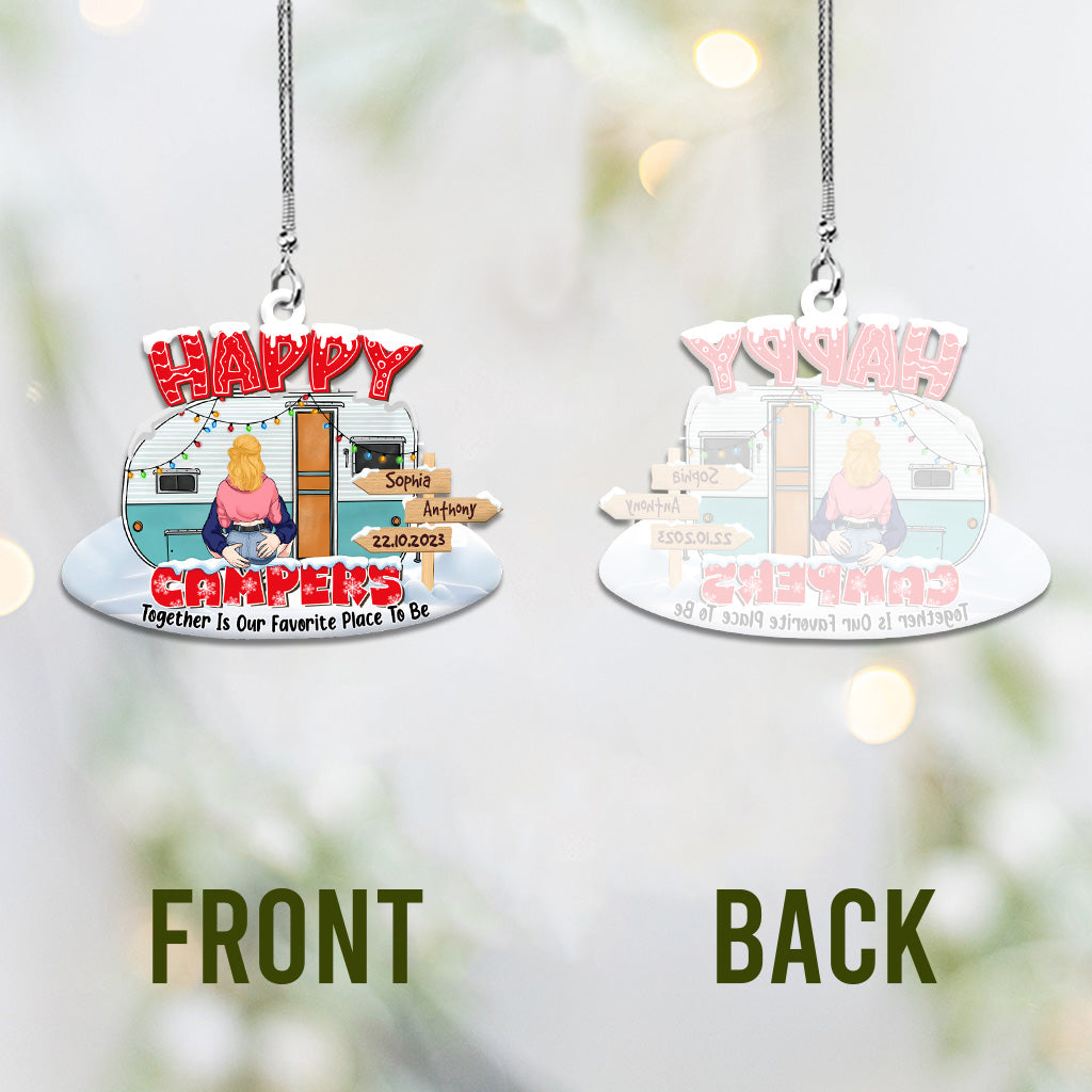 Happy Campers - Camping gift for husband, wife, boyfriend, girlfriend - Personalized Car Ornament