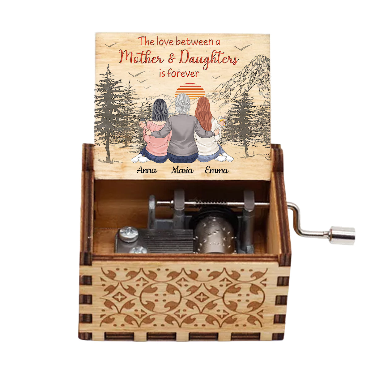 Love Forever - Gift for mom, daughter, son - Personalized Hand Crank Music Box