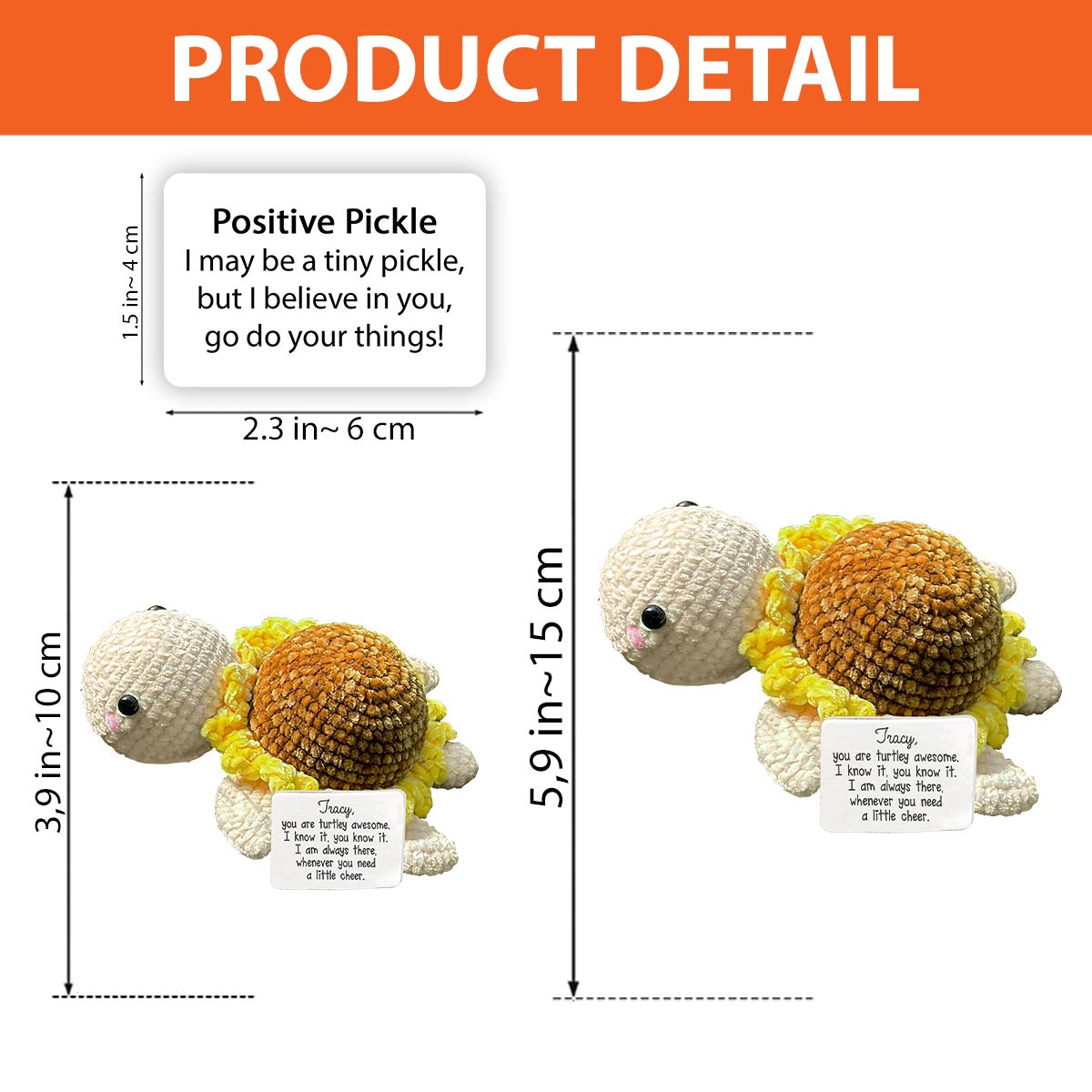 You're Turtley Awesome Stuffed Turtle - Personalized Turtle Hand Knitted Figurine