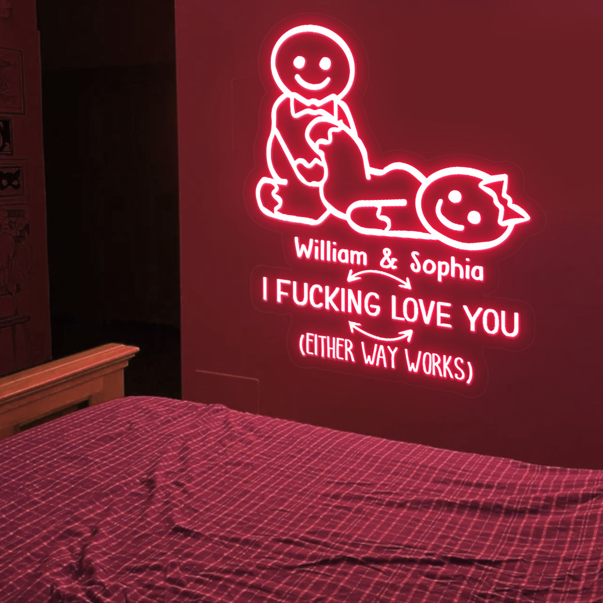 I Love You Naughty Ginger Bread - gift for boyfriend, wife, husband, girlfriend - Personalized Neon Sign