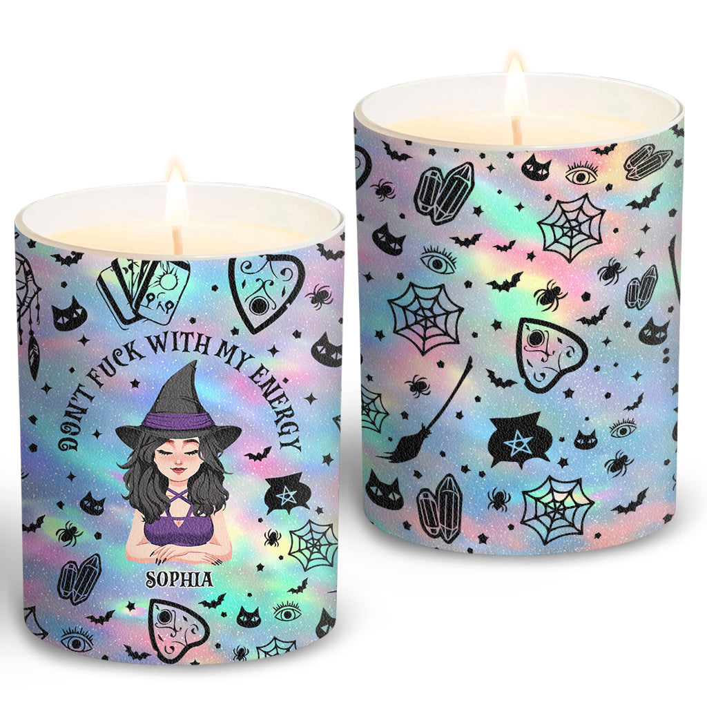 Don't F With My Energy - Personalized Witch Candle With Wooden Lid