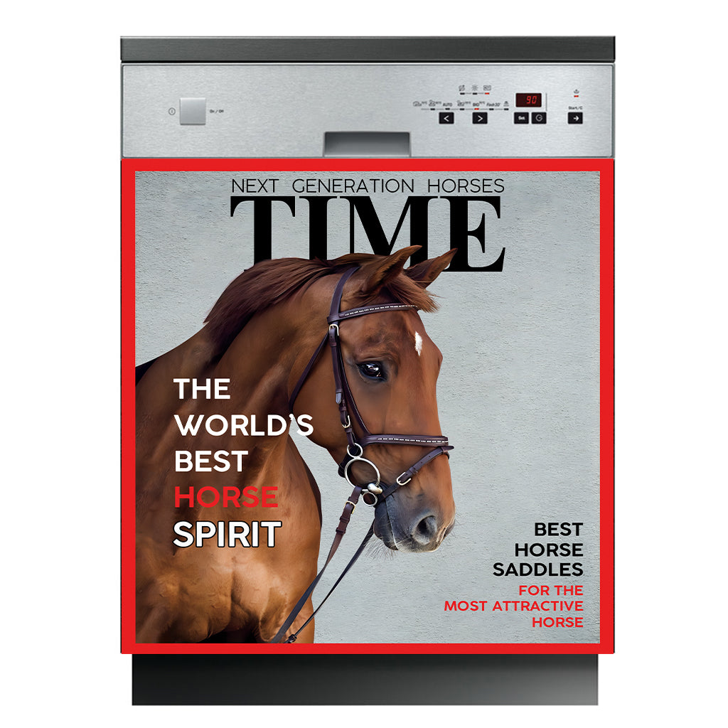 Couvertures de magazines - Housse de lave-vaisselle personnalisée avec motif cheval