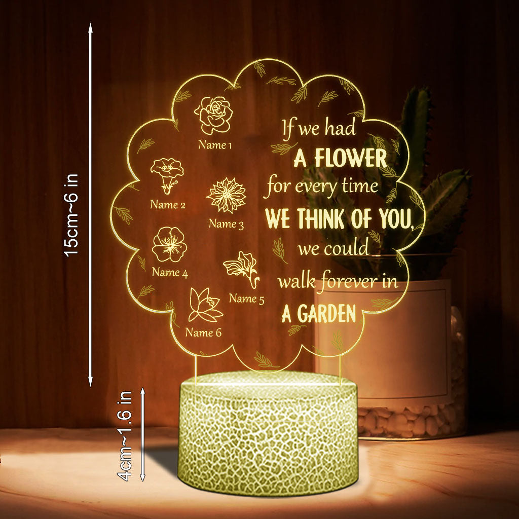 If We Had A Flower For Everytime We Think Of You - Gift for mom, grandma, aunt - Personalized Shaped Plaque Light Base