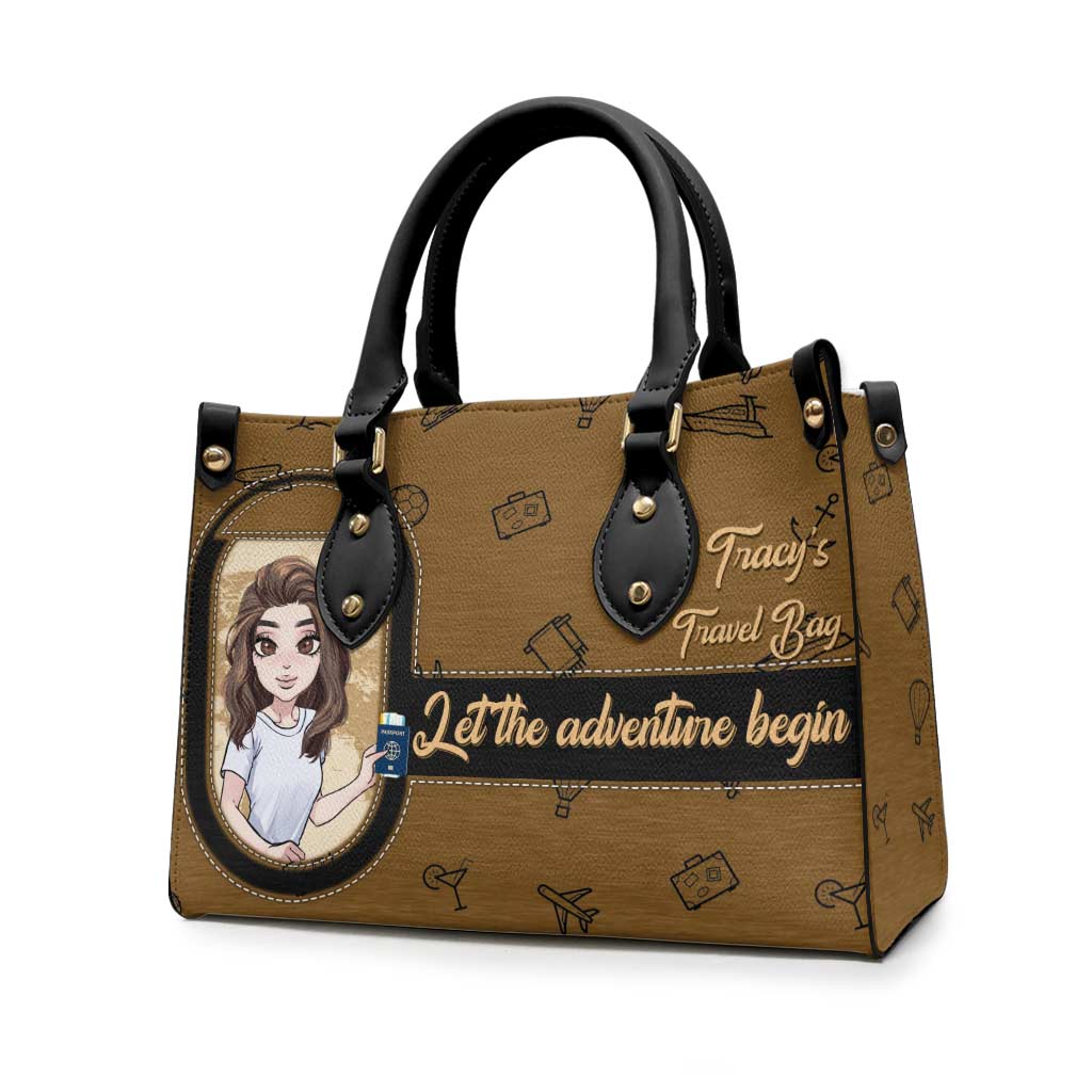 Sac de voyage « Que l'aventure commence » - Sac à main de voyage personnalisé en cuir
