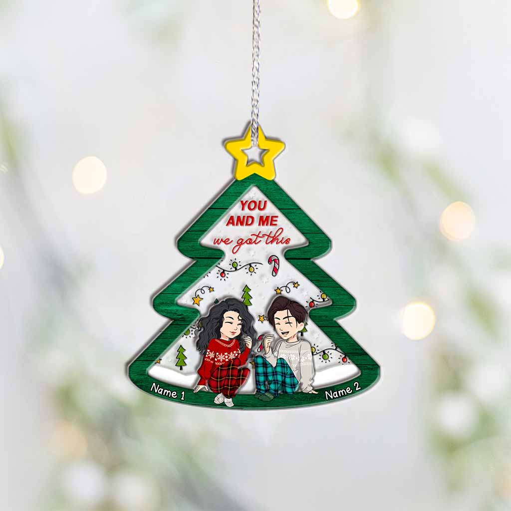 Tis The Season For Loving You - Personalized Christmas Couple Layers Mix Ornament