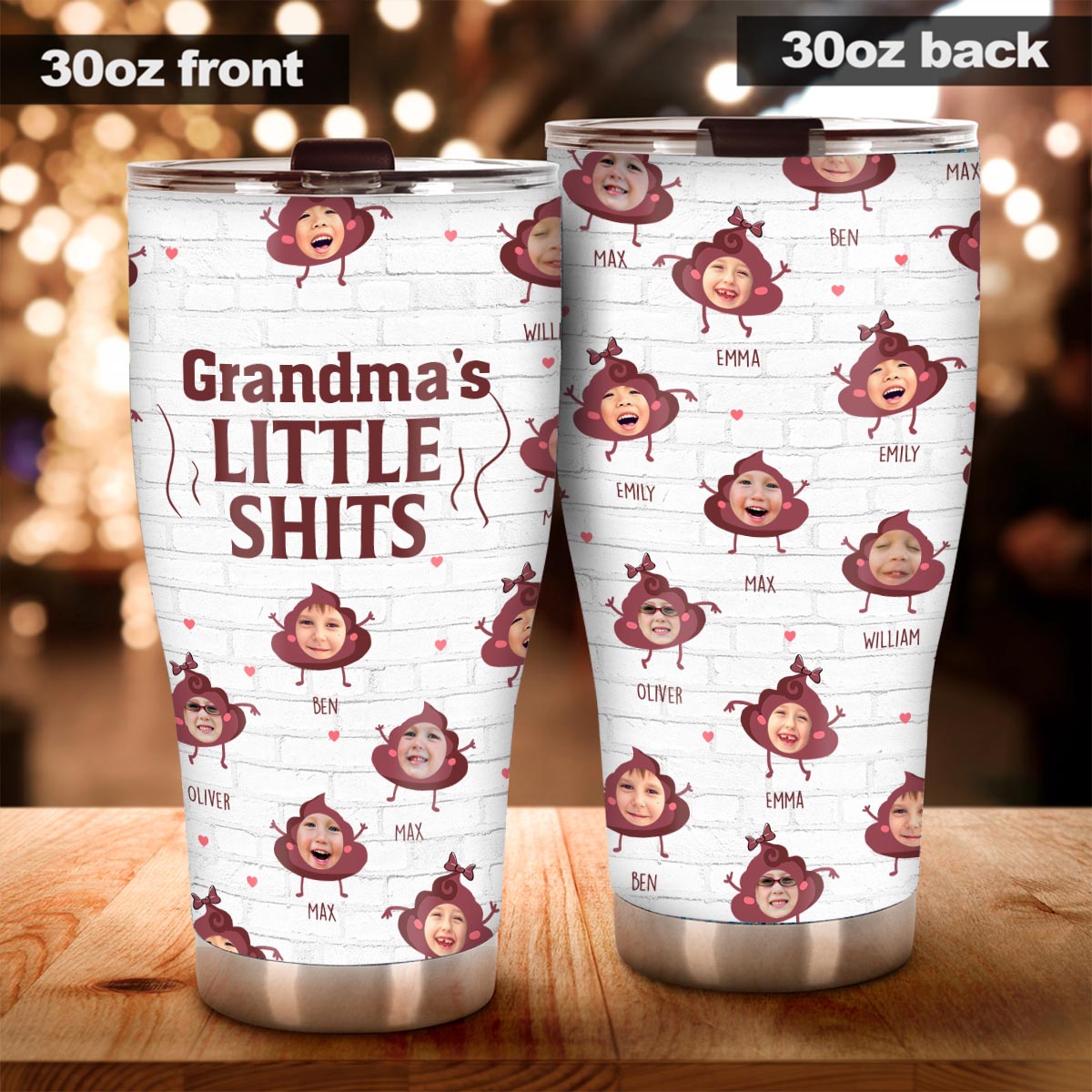 Daddy Little Shits - Gift for dad, grandma, grandpa, mom, uncle, aunt, brother, sister - Personalized Tumbler