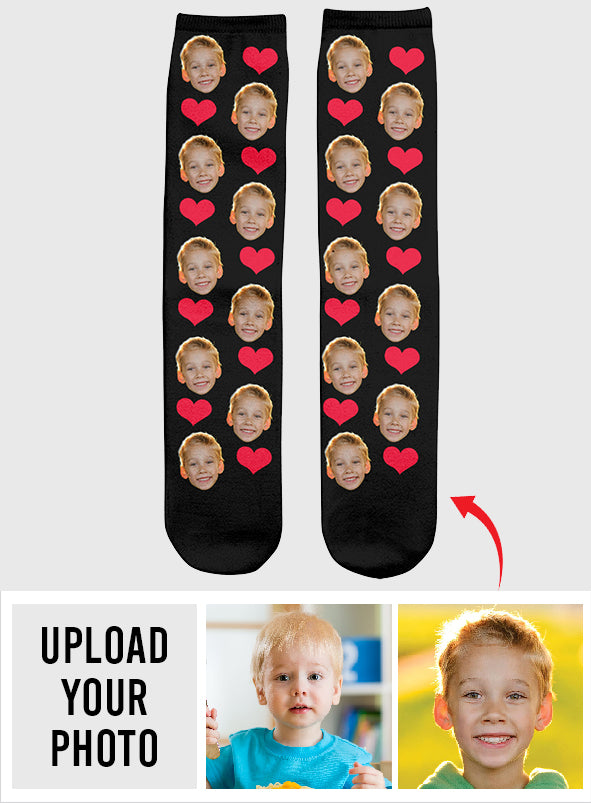 Socken mit individuellem Herzmuster – personalisierte Socken für meinen Enkel