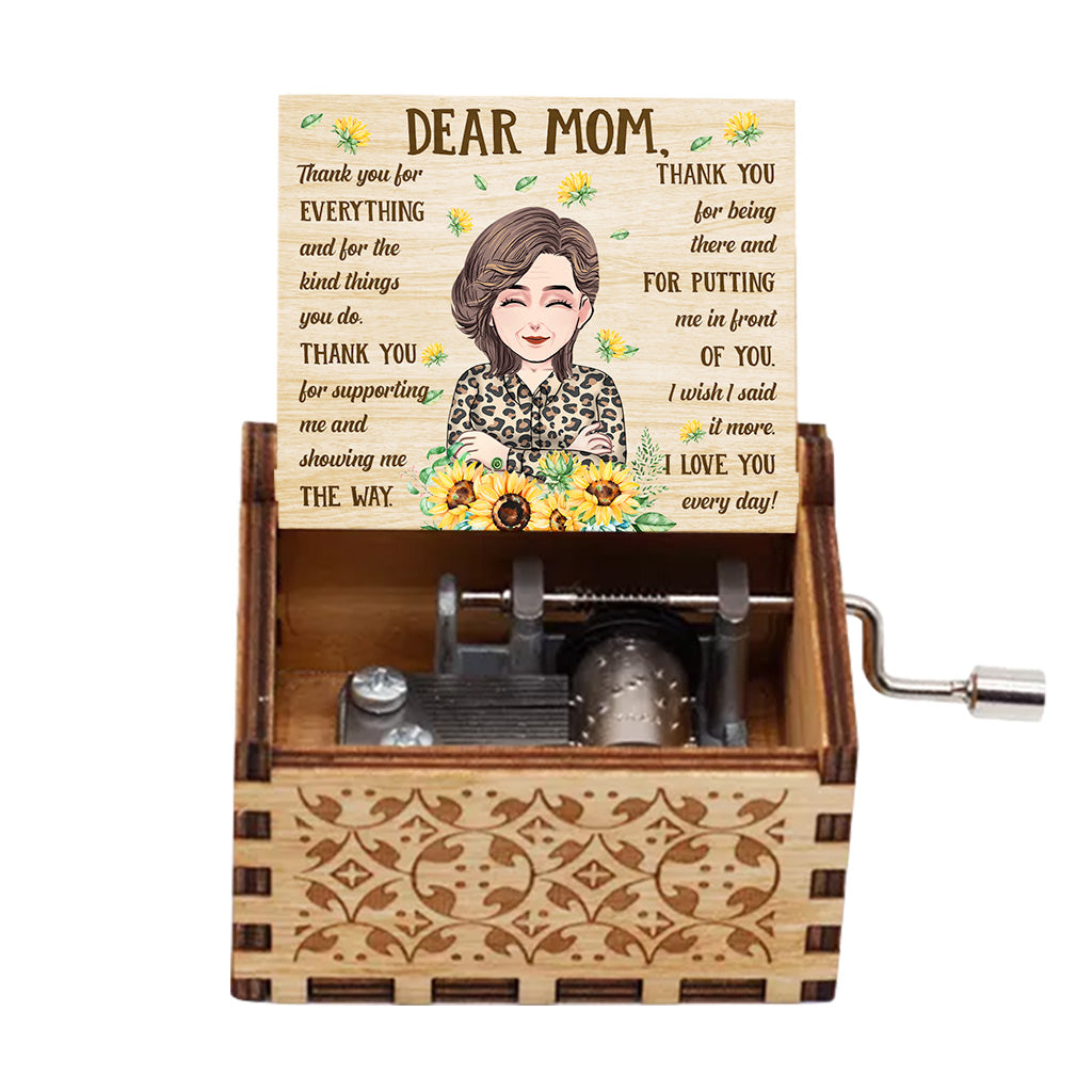 Dear Mom Thank You - Gift for mom, grandma - Personalized Hand Crank Music Box