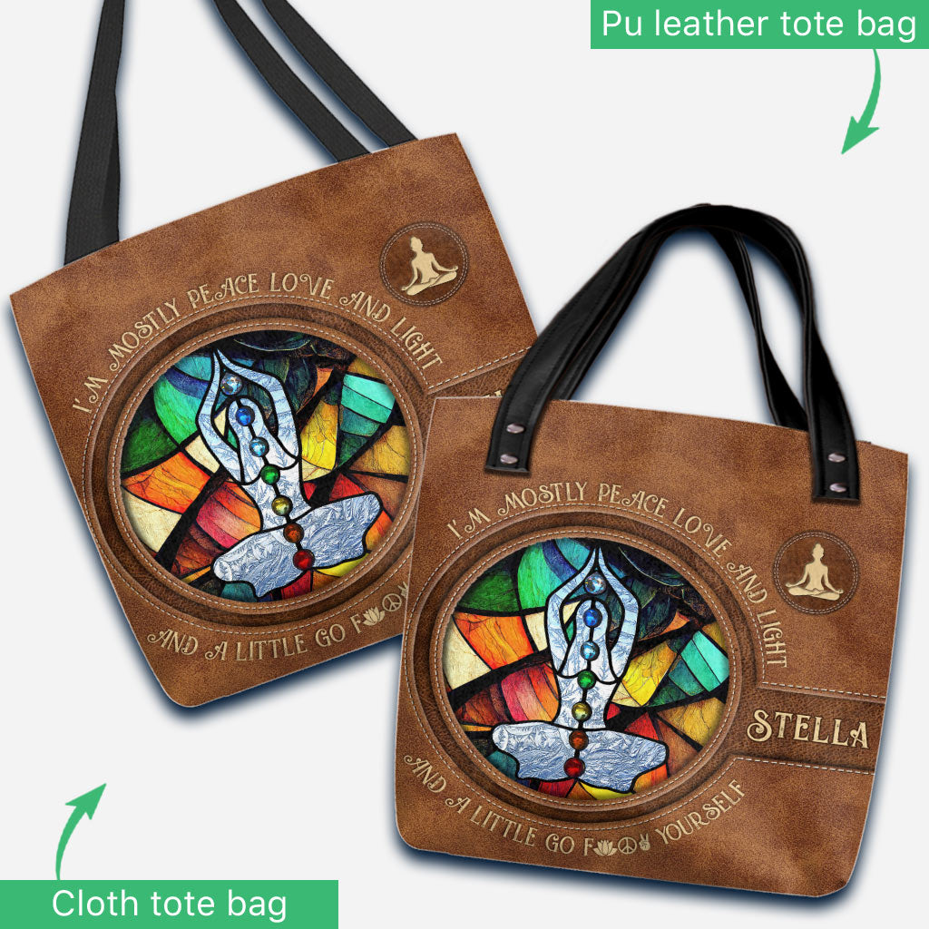 I'm Mostly Peace - Personalized Yoga Tote Bag