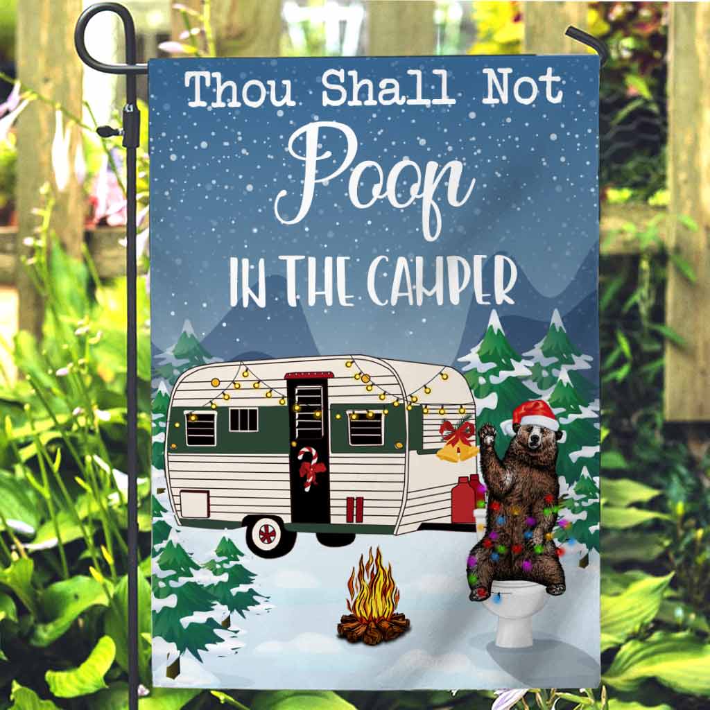 Thou Shall Not Poop In The Camper - Personalized Camping Garden Flag