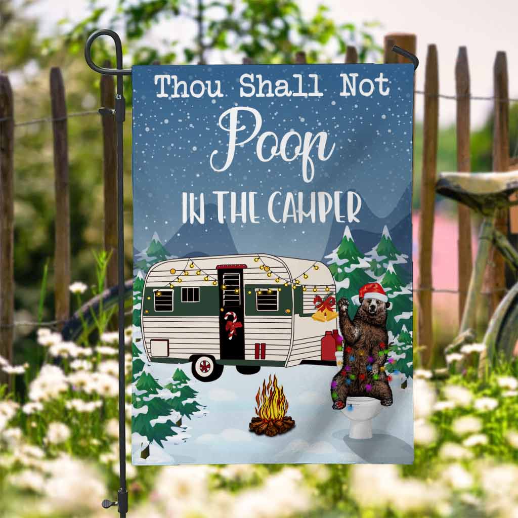 Thou Shall Not Poop In The Camper - Personalized Camping Garden Flag