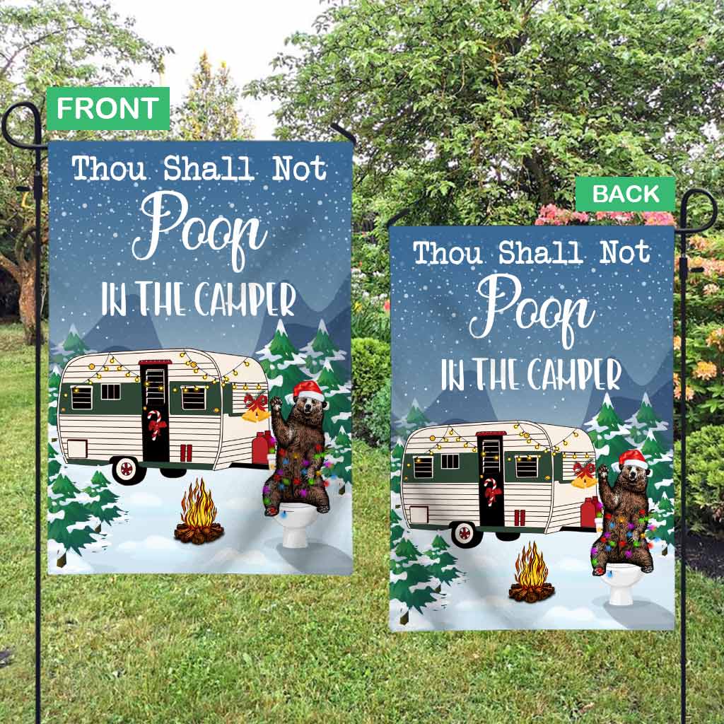 Thou Shall Not Poop In The Camper - Personalized Camping Garden Flag