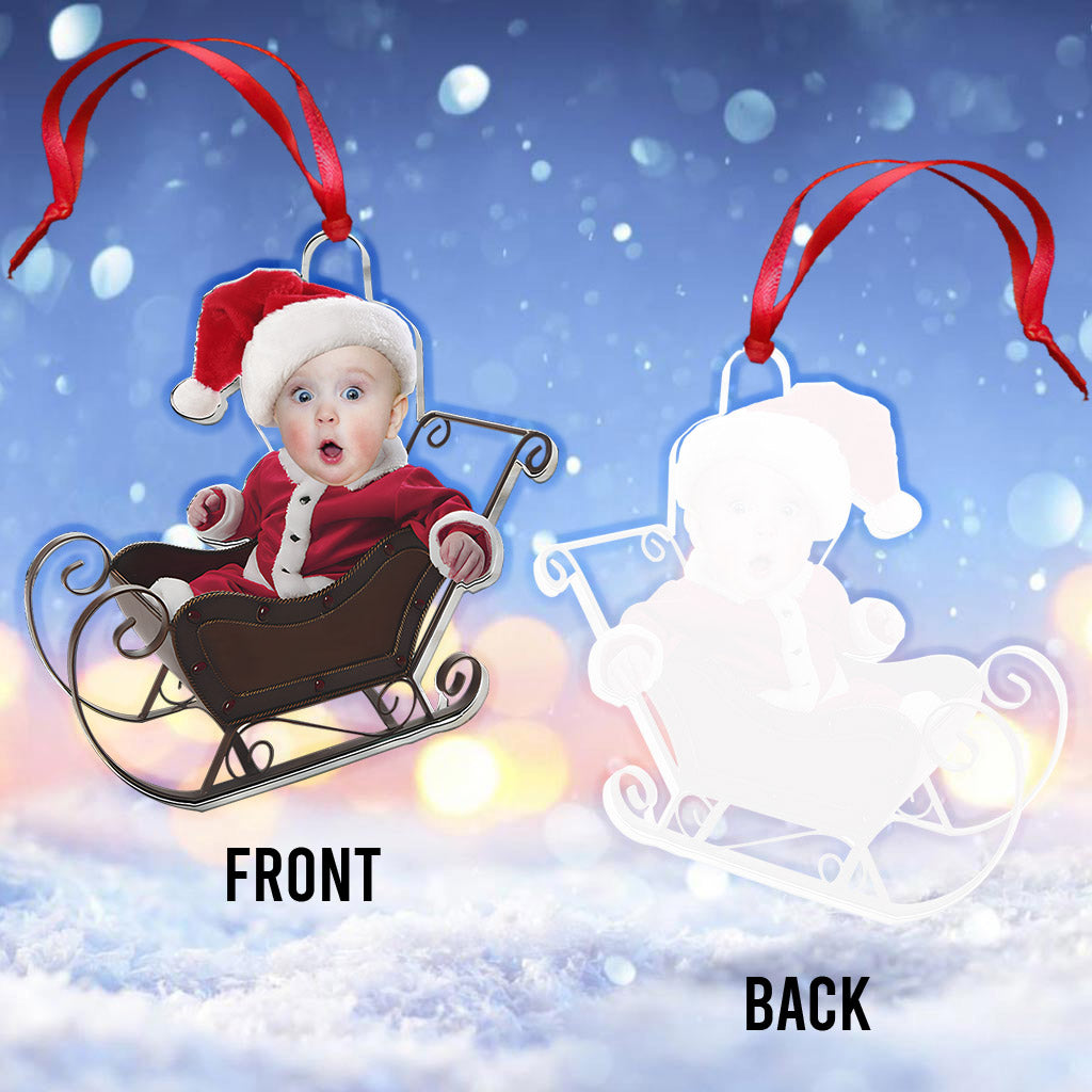 Cute Baby Sled - Personalized Newborn Transparent Ornament
