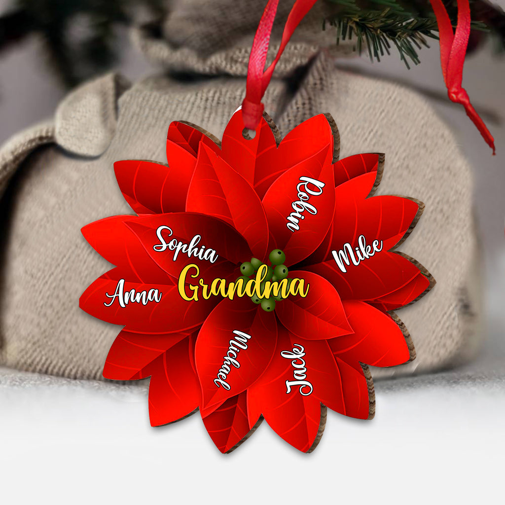 Grandma / Mama / Family Christmas Poinsettia - Gift for grandma - Personalized Ornament