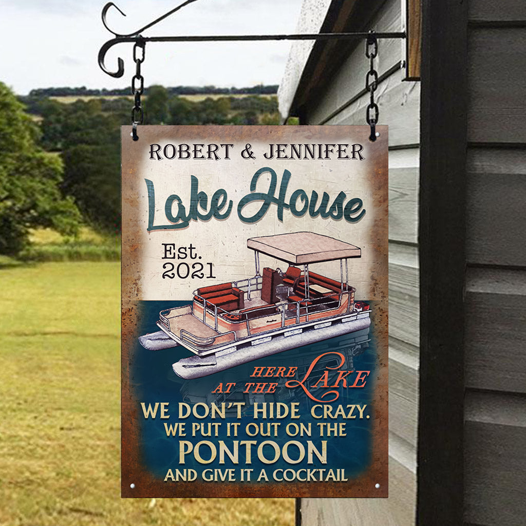 Lake House - Personalized Pontoon Rectangle Metal Sign