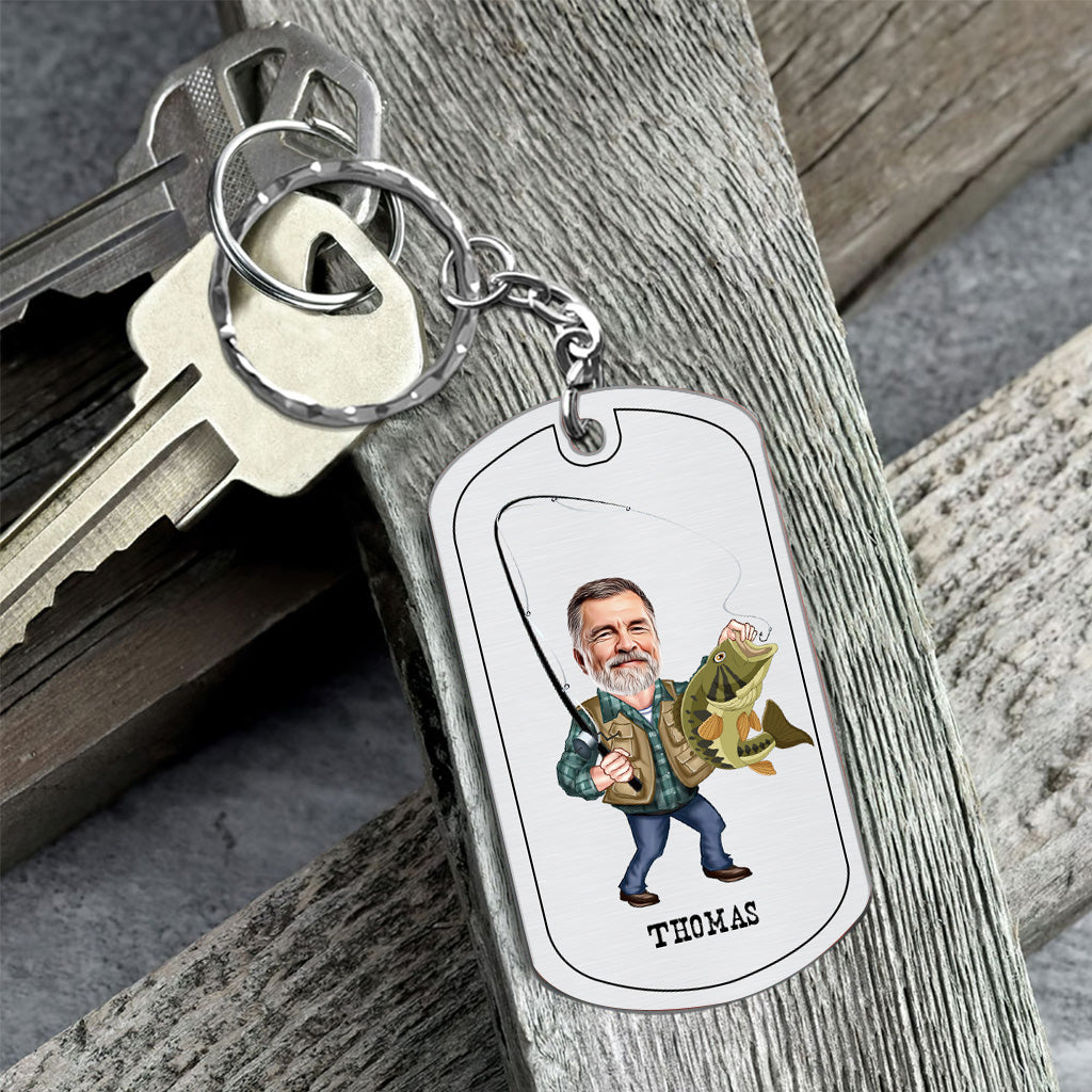 Love You More - Fishing gift for dad, him, husband, grandpa - Personalized Stainless Steel Keychain