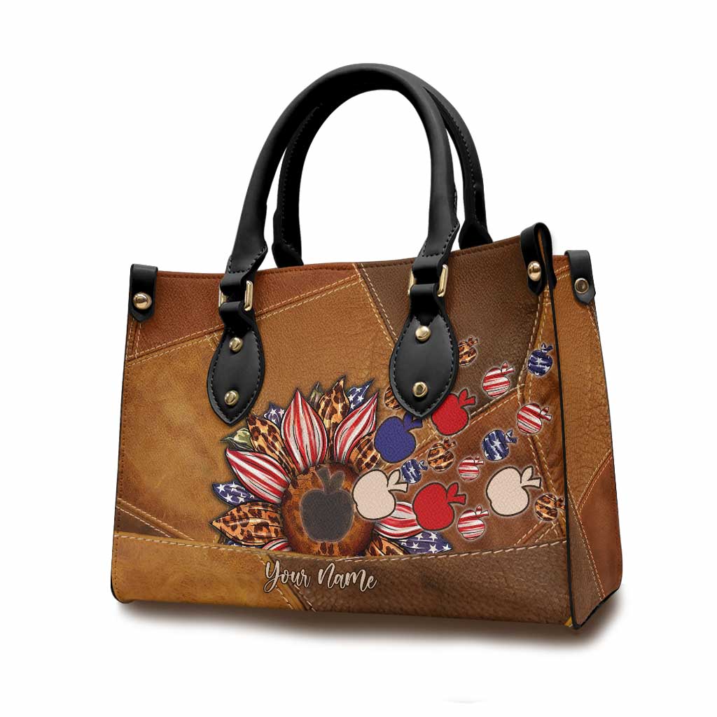 All American Teacher – Personalisierte Lederhandtasche zum Unabhängigkeitstag