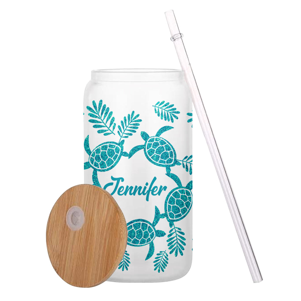 Love Turtles - Personalized Turtle Can Glass