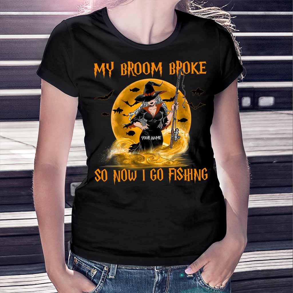 My Broom Broke I Go Fishing Personalized T-shirt And Hoodie