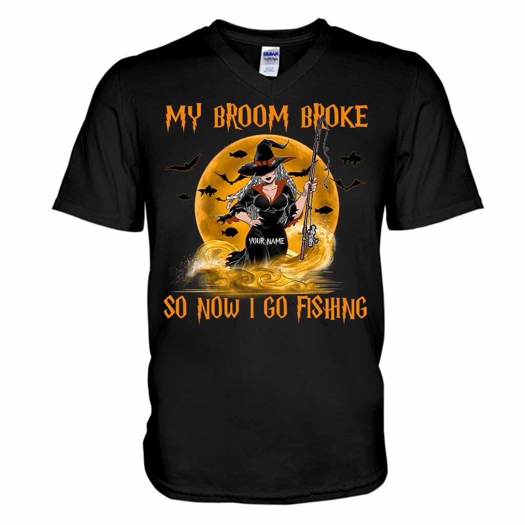 My Broom Broke I Go Fishing Personalized T-shirt And Hoodie