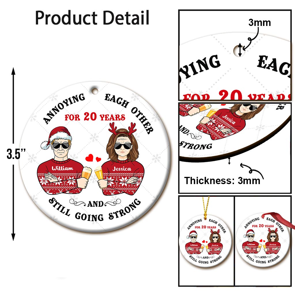 Annoying Each Other - Personalized Christmas Couple Ornament (Printed On Both Sides)