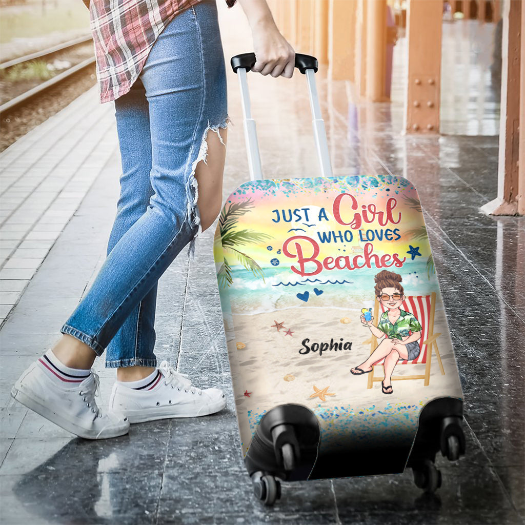 Just A Girl Who Loves Beach - Personalized Sea Lover Luggage Cover