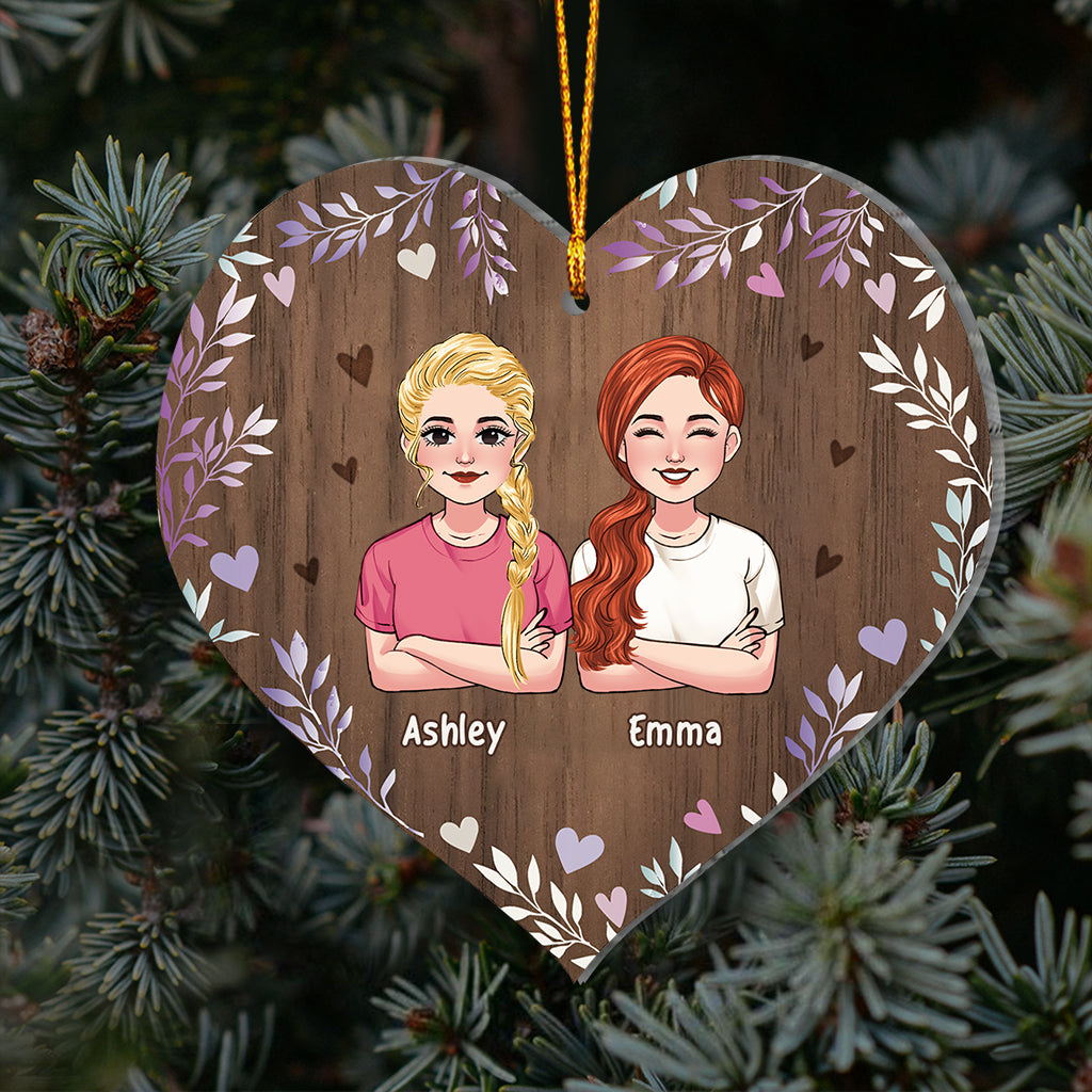 Sisters Connected By Heart - Personalized Sister Ornament