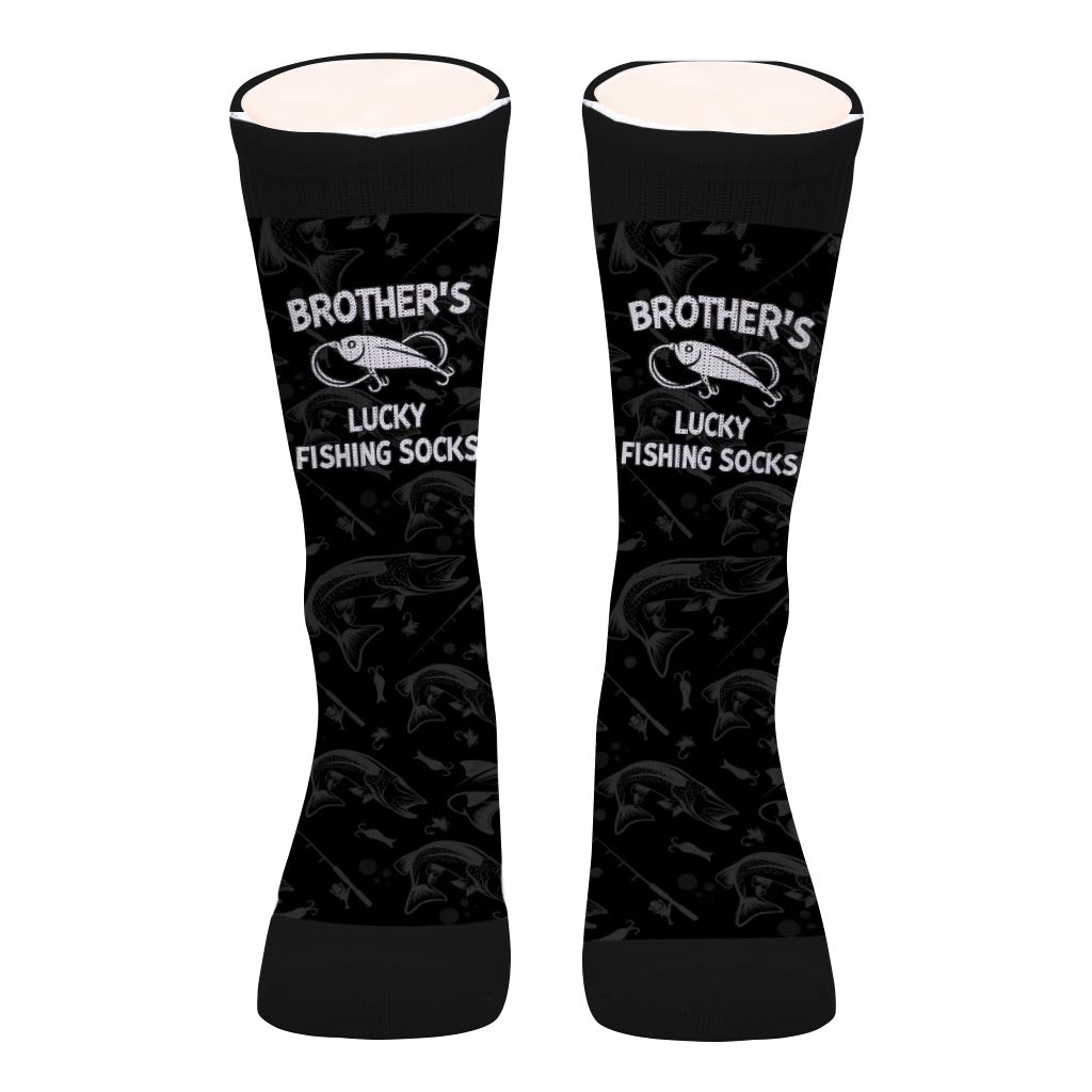 Lucky Fishing Socks - Gift for dad, uncle, aunt, grandma, grandpa, mom, son, daughter, brother, sister, granddaughter, grandson, husband, wife, boyfriend, girlfriend, friend, co-worker - Personalized Socks