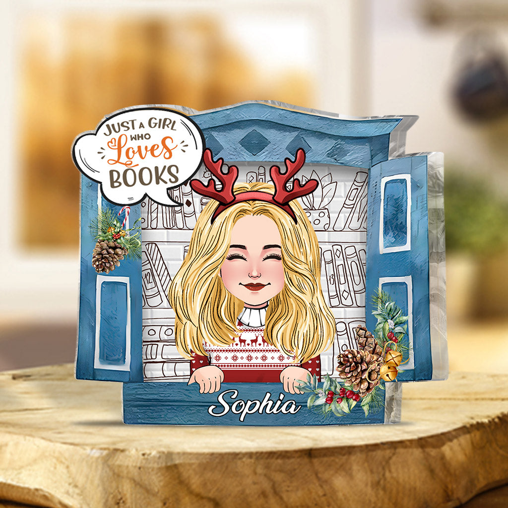 Just A Girl Who Loves Books - Personalized Book Custom Shaped Acrylic Plaque