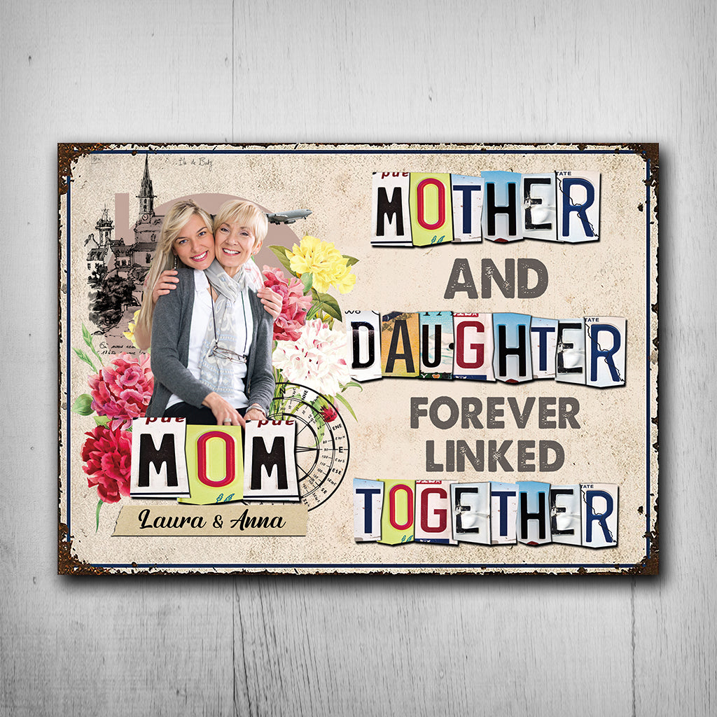 Forever Linked Together - Gift for mom, daughter, son - Personalized Rectangle Metal Sign
