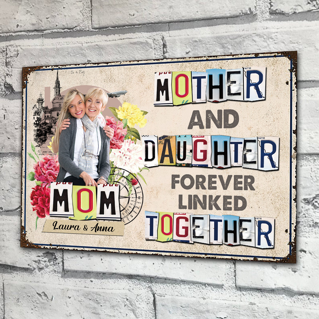 Forever Linked Together - Gift for mom, daughter, son - Personalized Rectangle Metal Sign