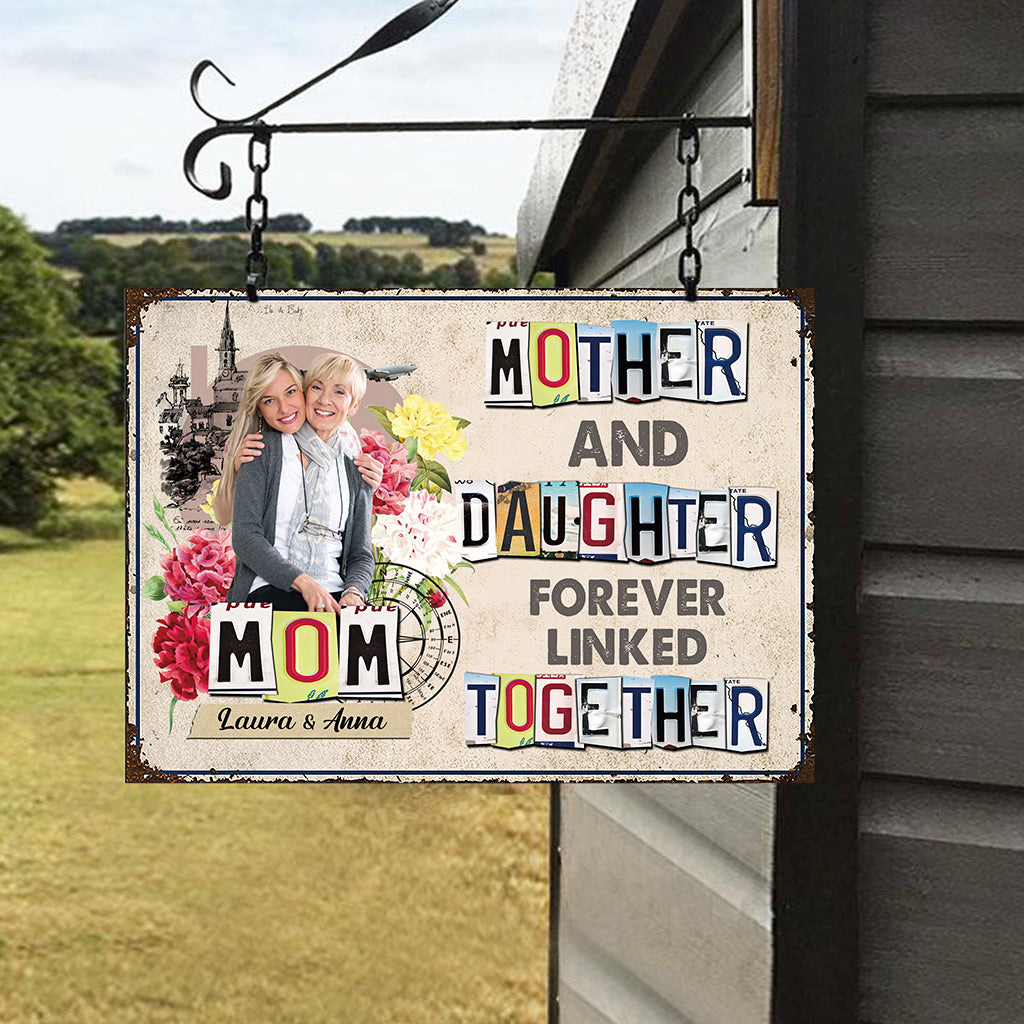 Forever Linked Together - Gift for mom, daughter, son - Personalized Rectangle Metal Sign