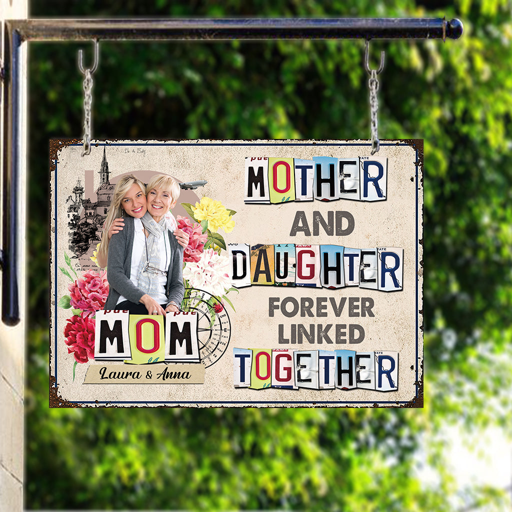 Forever Linked Together - Gift for mom, daughter, son - Personalized Rectangle Metal Sign