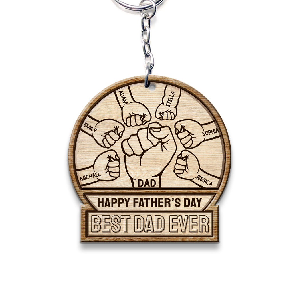 Meilleur papa du monde - Porte-clés personnalisé pour la fête des pères (Impression recto verso)