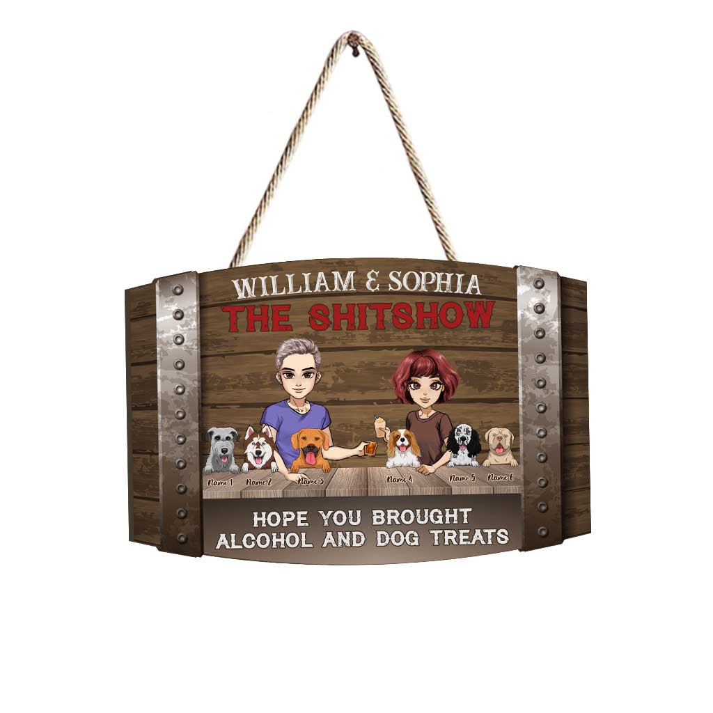 Willkommen zur Show – personalisiertes Hunde-Holzschild