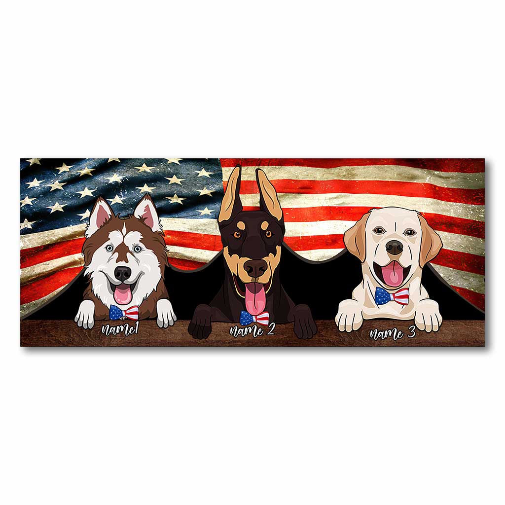 Chiens rouges, blancs et bleus - Autocollant personnalisé pour hayon de camion pour la fête de l'Indépendance