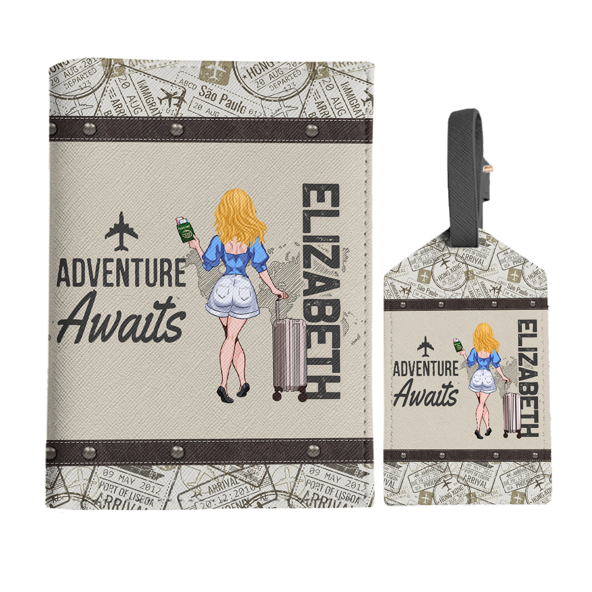 Adventure Awaits - Travelling gift for her, mom, wife, girlfriend, friend - Personalized Set