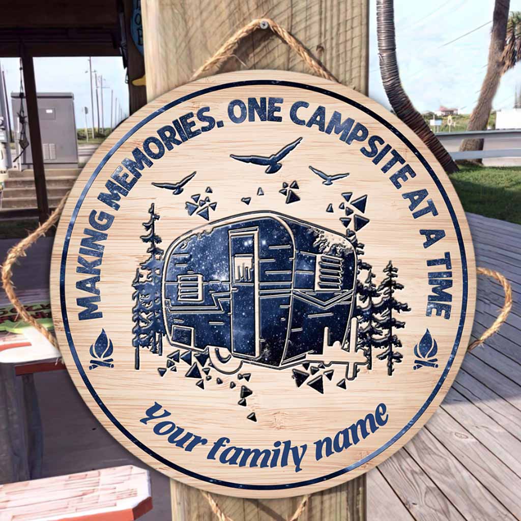 Making Memories - Camping Personalized Round Wood Sign