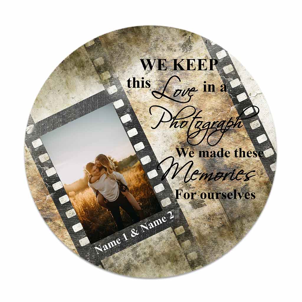 We Keep This Love - Couple Personalized Round Wood Sign