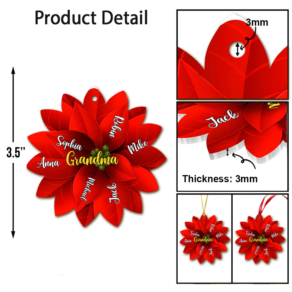 Grandma / Mama / Family Christmas Poinsettia - Gift for grandma - Personalized Ornament